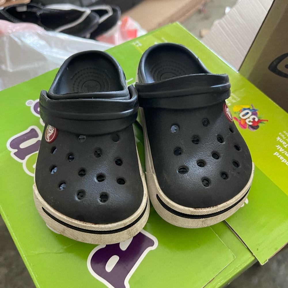 Black and white crocs